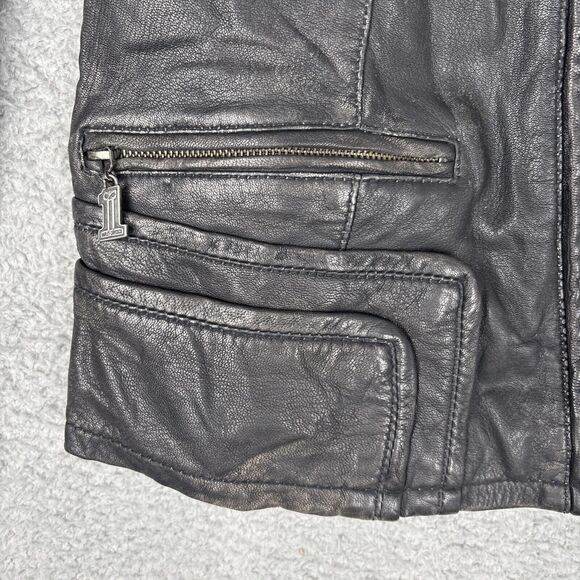 Harley-Davidson Women’s Black Core Washed Leather Biker Jacket XL Vented Side - Picture 4 of 16